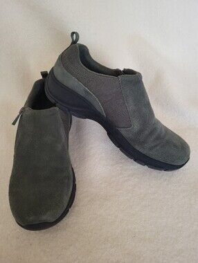 Lands’ End #501816 Olive Suede Casual Comfort Slip On Shoe Women Size 9B